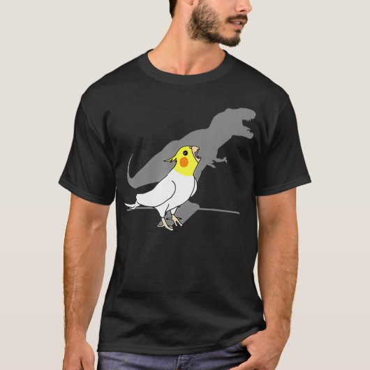 T-Rex Lutino Cockatiel Gelber Weißer Papagei Birb T-Shirt (Vorderseite)