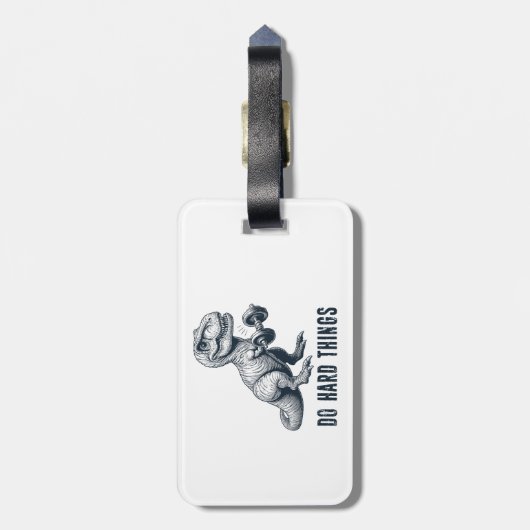 T-Rex macht harte Dinge Gepäckanhänger (Rückseite vertikal)