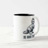 T-Rex macht harte Dinge Zweifarbige Tasse (VorderseiteRechts)