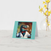 T Rex Mad Scientist Karte (Gelbe Blume)
