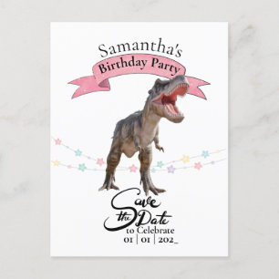 T Rex, Mädchen, speichere das Datum Postkarte