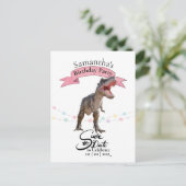 T Rex, Mädchen, speichere das Datum Postkarte (Stehend Vorderseite)