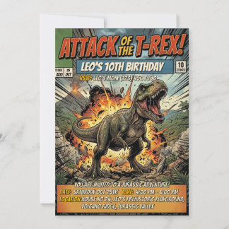 T-Rex-Magazin-Cover Geburtstag großer Jungen Einladung