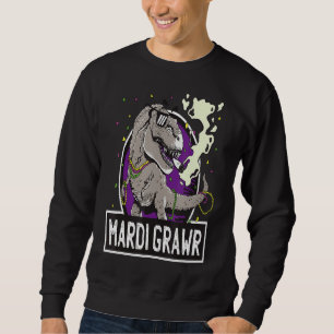 T Rex Mardi Grawr Funny Mardi Gras T Rex Rauchen C Sweatshirt