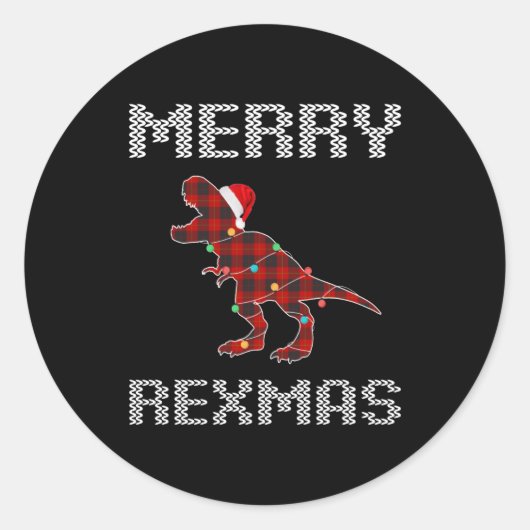 t-Rex merry rexmas gift for him Runder Aufkleber (Vorderseite)