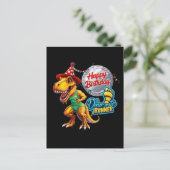 T-Rex mit grünem Laufoutfit Postkarte (Stehend Vorderseite)