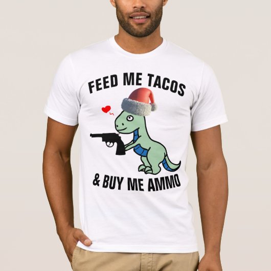 T-REX MIT GUN-FUNNY-CHRISTMAS-T - SHIRT (Vorderseite)