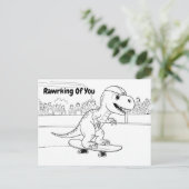 T-Rex mit Helm auf einem Skateboard Postkarte (Stehend Vorderseite)