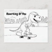 T-Rex mit Helm auf einem Skateboard Postkarte (Vorderseite)