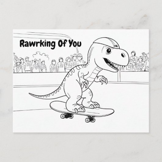 T-Rex mit Helm auf einem Skateboard Postkarte (Vorderseite)
