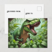 T-Rex mit Minze Postkarte (Vorne/Hinten)