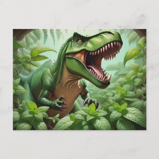 T-Rex mit Minze Postkarte (Vorderseite)