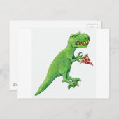 T-Rex mit Pizza Postkarte (Vorne/Hinten)