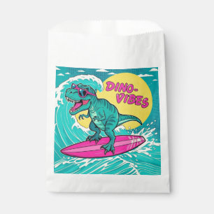 T-Rex mit Sonnenbrille und fährt auf einem Neonpin Geschenktütchen