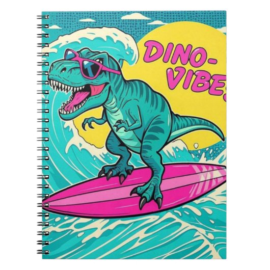 T-Rex mit Sonnenbrille und Neonrosa Notizblock (Vorderseite)