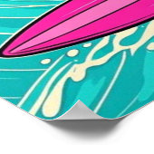 T-Rex mit Sonnenbrille und Neonrosa Poster (Ecke)