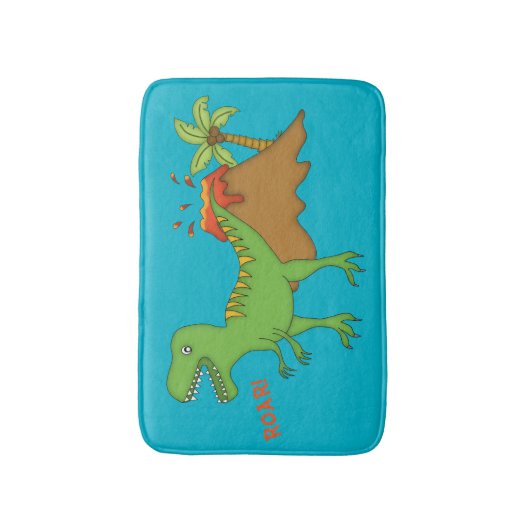 T-Rex mit Vulkan-Kindern Badematte (Vorderseite Vertikal)