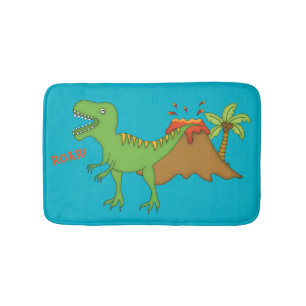 T-Rex mit Vulkan-Kindern Badematte