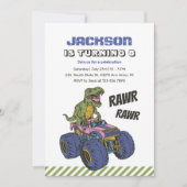 T-Rex Monster Truck Rawr Dinosaur Kindergeburtstag Einladung (Vorderseite)