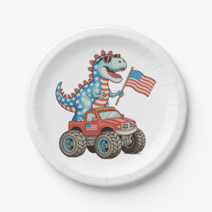 T-Rex-Monstertruck-Dinosaurier 250. Jubiläum Pappteller