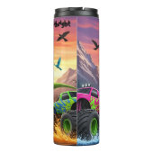 T-Rex-Monstertrucks Wasserspritzer Thermosbecher (Rückseite)