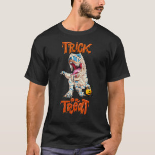 T Rex Mummy Pumpkin Trick oder Treat Halloween Din T-Shirt