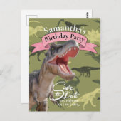 T Rex, Muster Geburtsmädchen Postkarte (Vorne/Hinten)