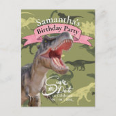 T Rex, Muster Geburtsmädchen Postkarte (Vorderseite)