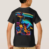 T-Rex Neon-Dinosaurier Kinder Basic T-Shirt (Rückseite)