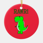 T Rex Niedlich Dino Red Christmas Keramik Ornament (Vorne)