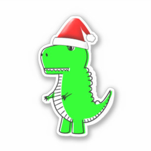 T Rex Niedlich Dino Santas Christmas Hat Aufkleber