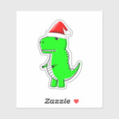 T Rex Niedlich Dino Santas Christmas Hat Aufkleber (Blatt)