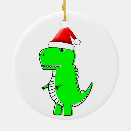 T Rex Niedlich Dino Santas Christmas Hat Keramik Ornament (Hinten)