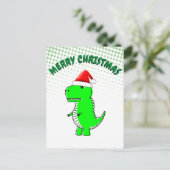 T Rex Niedlich Dino Santas Christmas Hat Postkarte (Stehend Vorderseite)