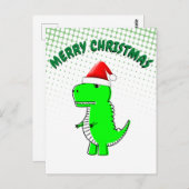 T Rex Niedlich Dino Santas Christmas Hat Postkarte (Vorne/Hinten)