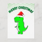 T Rex Niedlich Dino Santas Christmas Hat Postkarte (Vorderseite)
