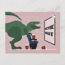 T Rex on Movie Night Postcard