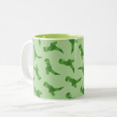 T-Rex Origami Zweifarbige Tasse (Vorderseite Links)