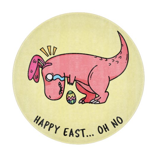 T-Rex Ostern Kampf Runde Glas Schneidbrett Schneidebrett (Vorderseite)