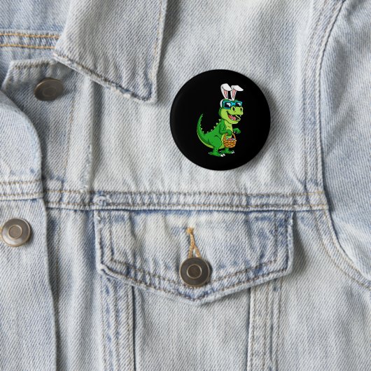 T Rex Ostersonne mit Eierkörbchen Spaß Dinosaurier Button (Beispiel)