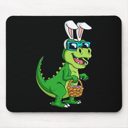 T Rex Ostersonne mit Eierkörbchen Spaß Dinosaurier Mousepad (Vorne)