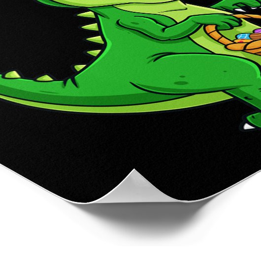 T Rex Ostersonne mit Eierkörbchen Spaß Dinosaurier Poster (Ecke)