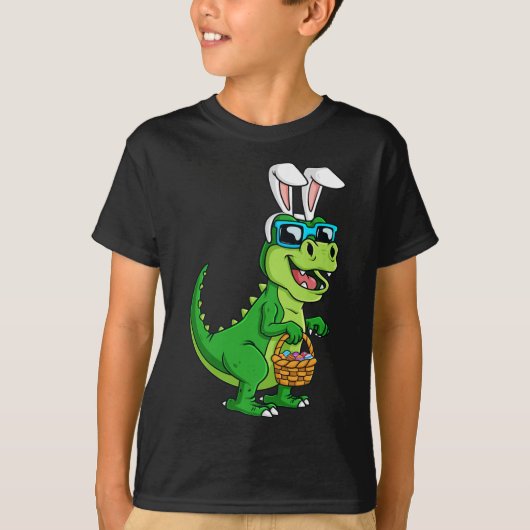 T Rex Ostersonne mit Eierkörbchen Spaß Dinosaurier T-Shirt (Vorderseite)