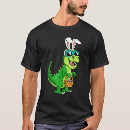 T Rex Ostersonne mit Eierkörbe Funny Dinosaurier T-Shirt (Vorderseite)