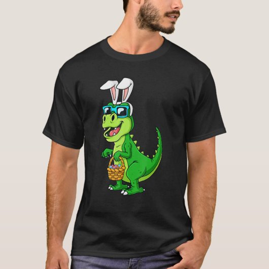 T Rex Ostersonne mit Eierkörbe Funny Dinosaurier T-Shirt (Vorderseite)