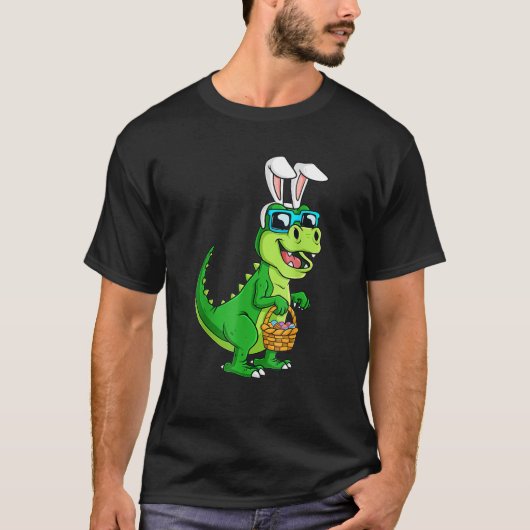 T Rex Ostersonne mit Eierkörbe Funny Dinosaurier T-Shirt (Vorderseite)