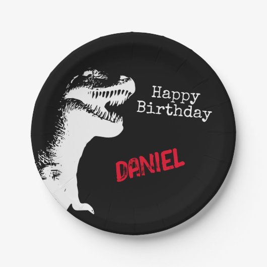 T-rex Personalisiert Geburtstag Pappteller (Vorderseite)