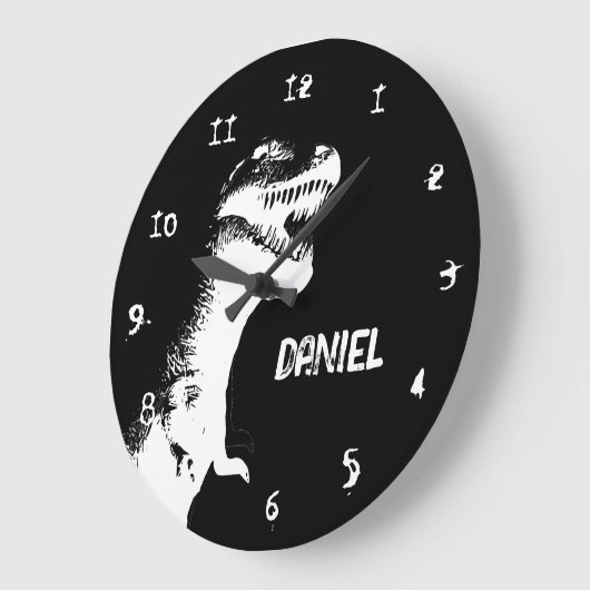 T-Rex Personalisiert Große Wanduhr (Winkel)