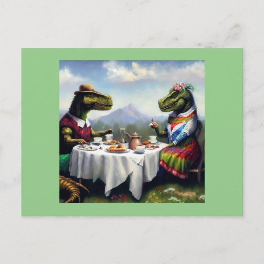 T Rex Picnic Postkarte (Vorderseite)