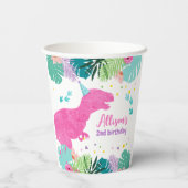 T-Rex Pink Dinosaur Girl Dino Prähistorischer Gebu Pappbecher (Rückseite)